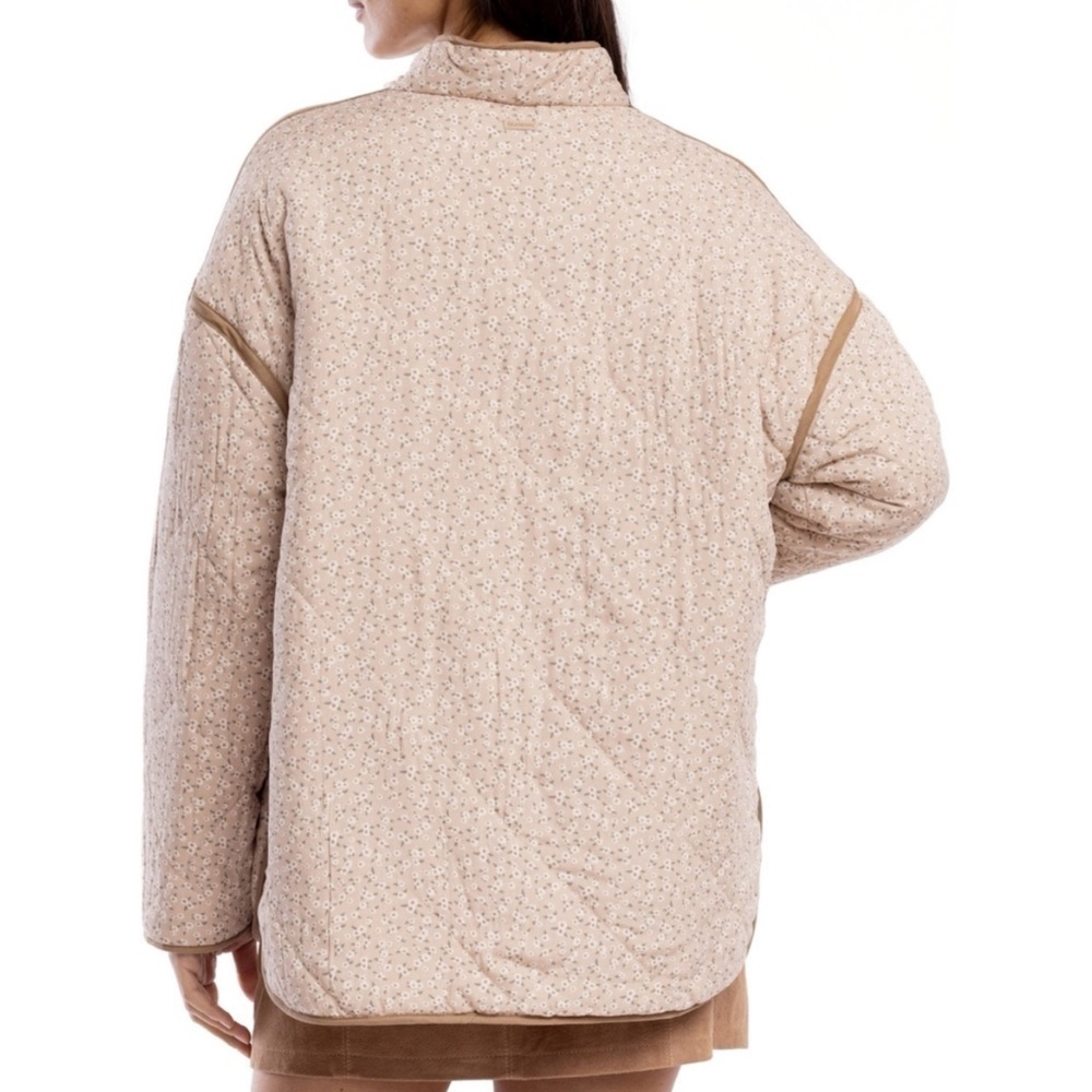 BLANK NYC Reversible Quilted Puffy Jacket Button Coat Cream Neutral Floral Print - Picture 5 of 11